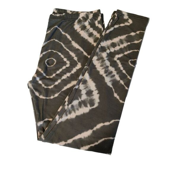 Reg‎ One Size Womens Charcoal Gray White Tye Die Leggings - Picture 4 of 8
